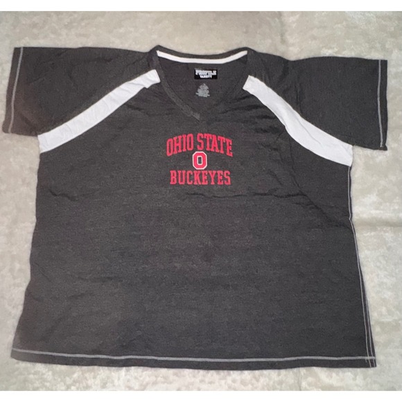 Profile Varsity Tops - Ohio State Buckeyes Womens 4X V Neck Shirt Gray Football Gameday Plus Size OSU